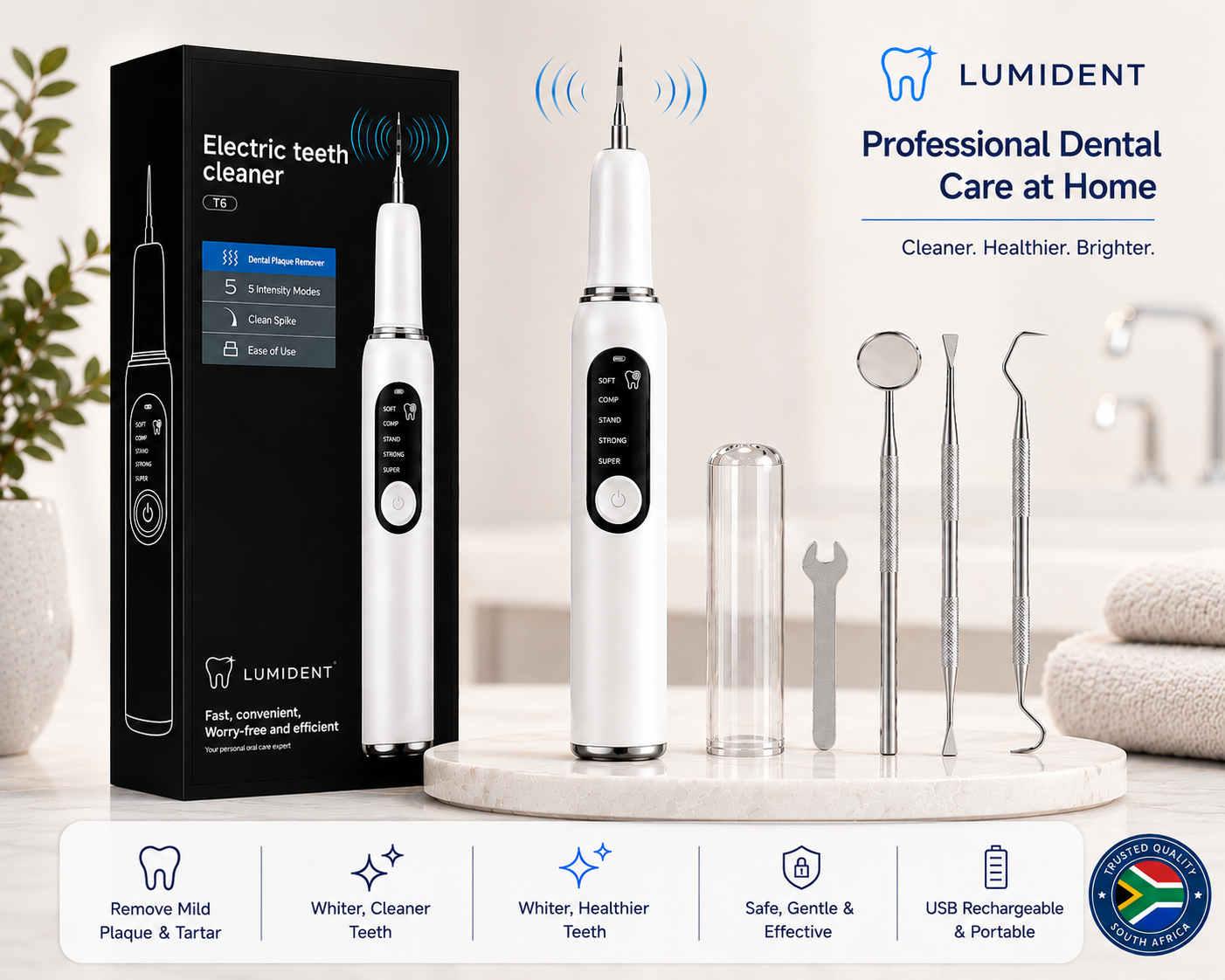 Lumident Ultrasonic Tooth Cleaner — A Dentist-Clean Smile, From Home